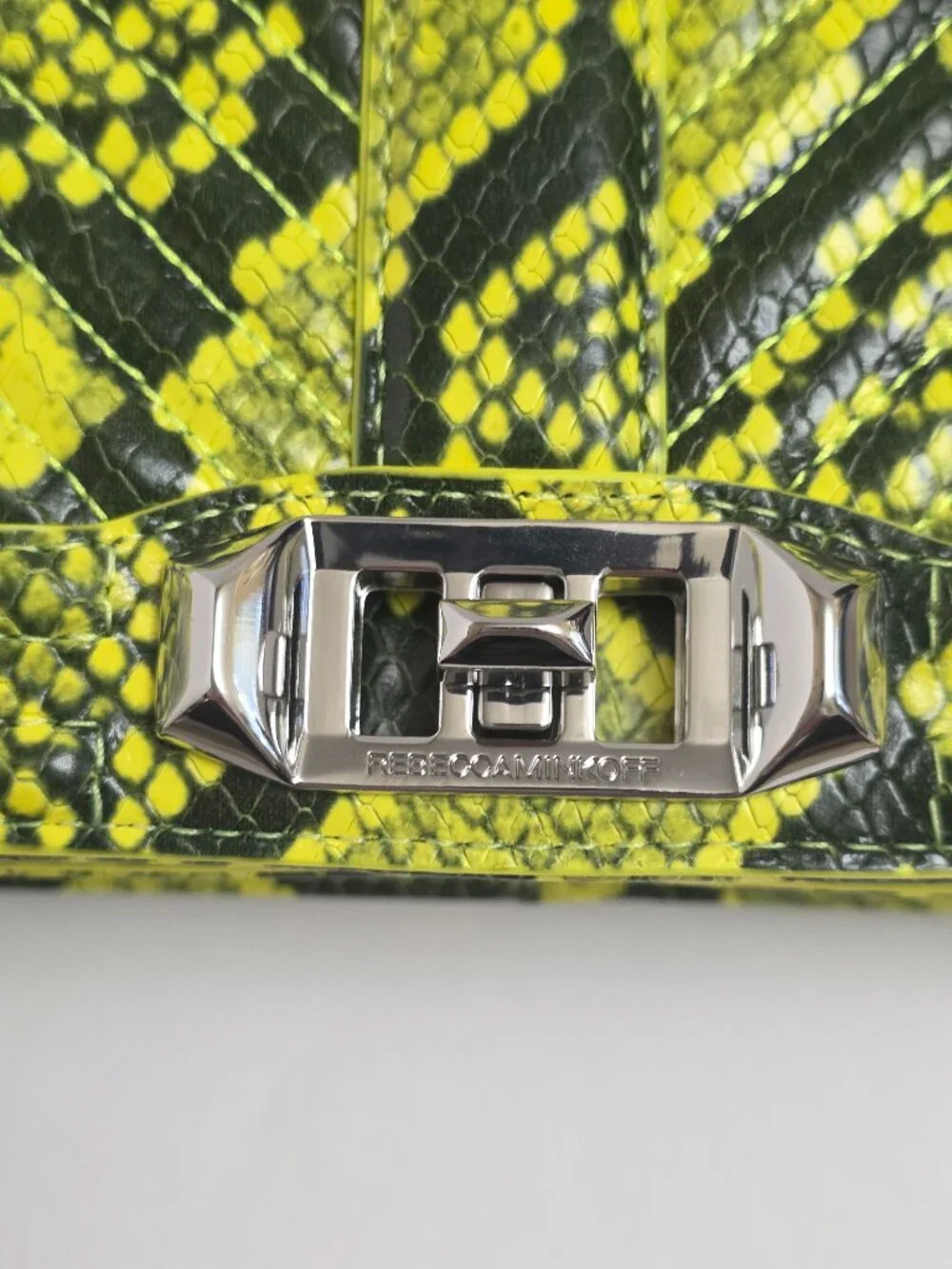 REBECCA MINKOFF Chevron Quilted Snake Print Crossbody Bag